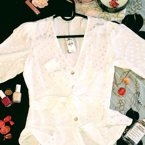 Express White Dot Blouse - XS - NWT - Picture 1 of 2